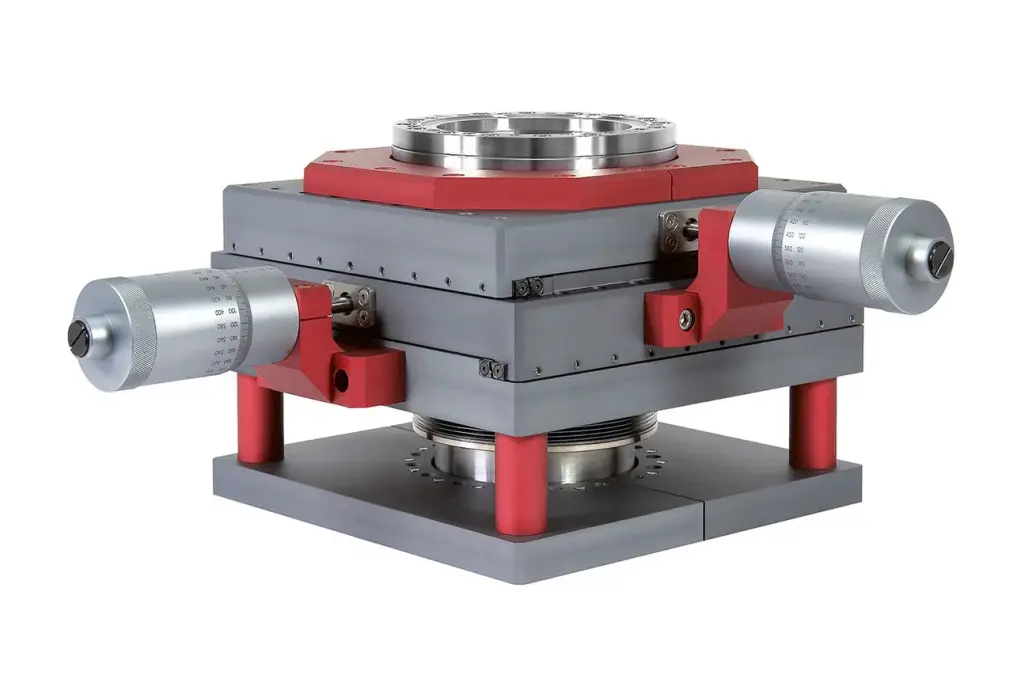 XY-axis precision manipulator with dual micrometer dials and a circular mounting platform
